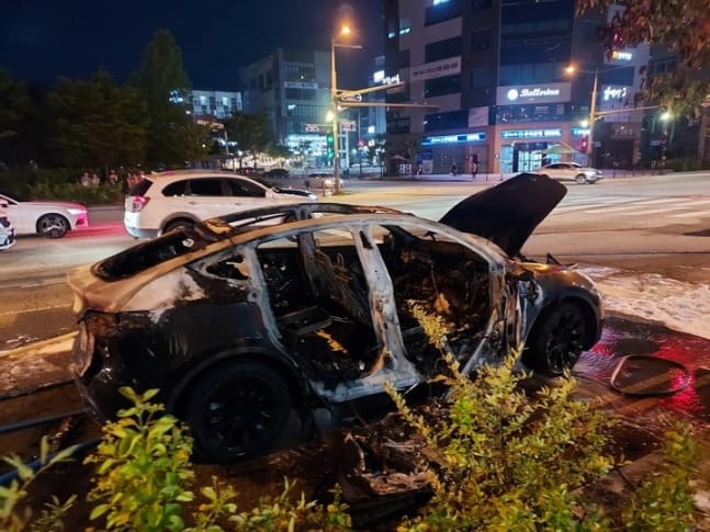 Fire Engulfs Tesla Electric Vehicle in South Korea post image
